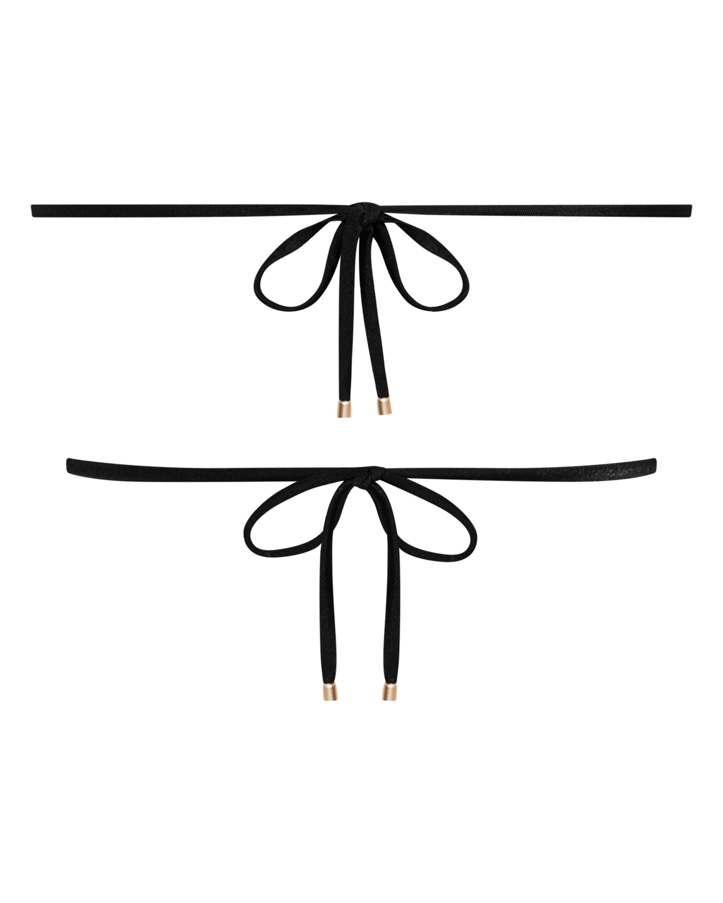 Noosa String Bikini Top - Black - White Sands