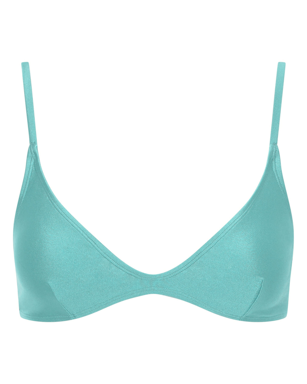 Lucy Scoop Bikini Top - Cyan - White Sands