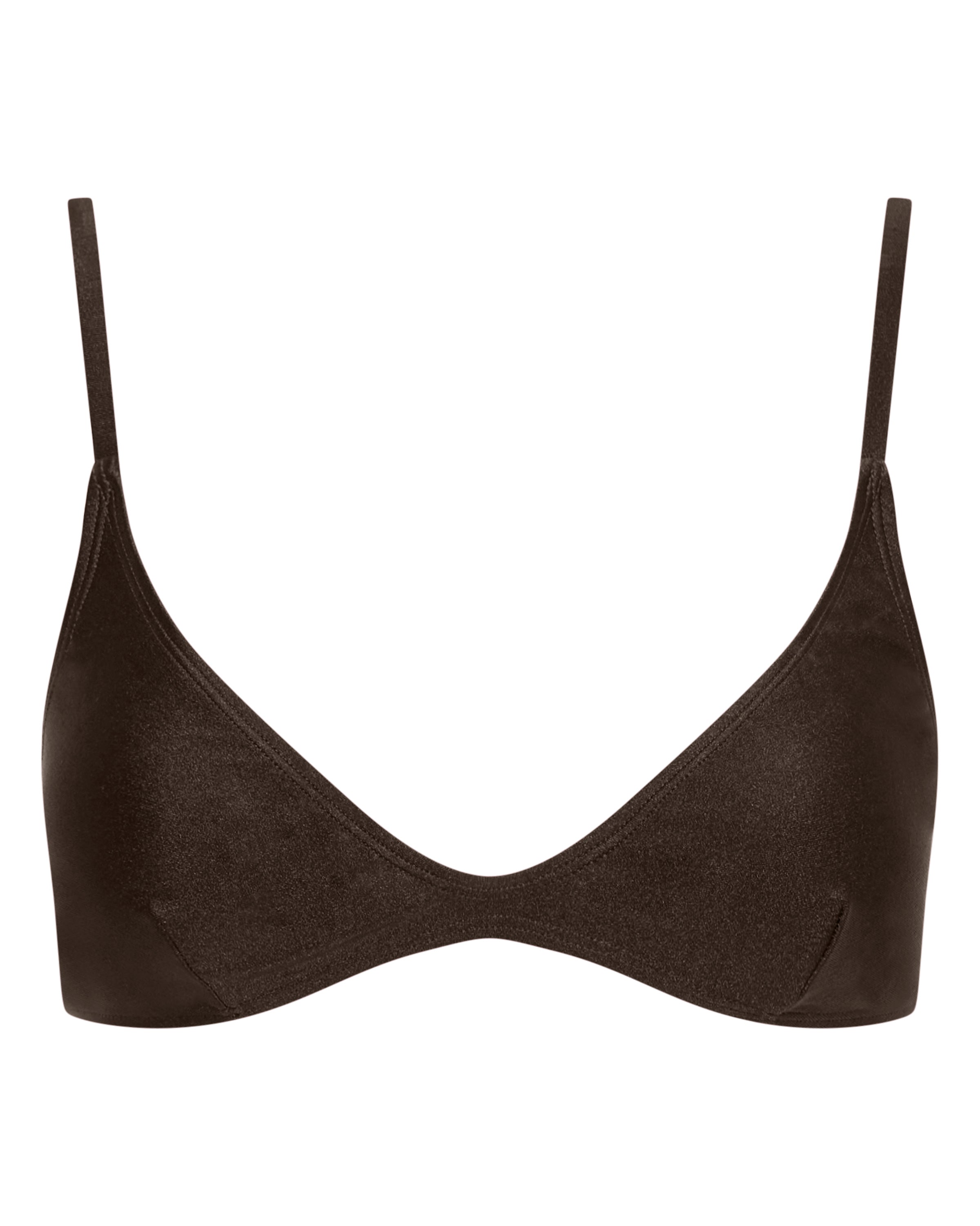 Lucy Scoop Bikini Top - Chocolate - White Sands