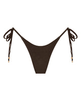 Hayman Thong Bikini Bottoms - Chocolate - White Sands