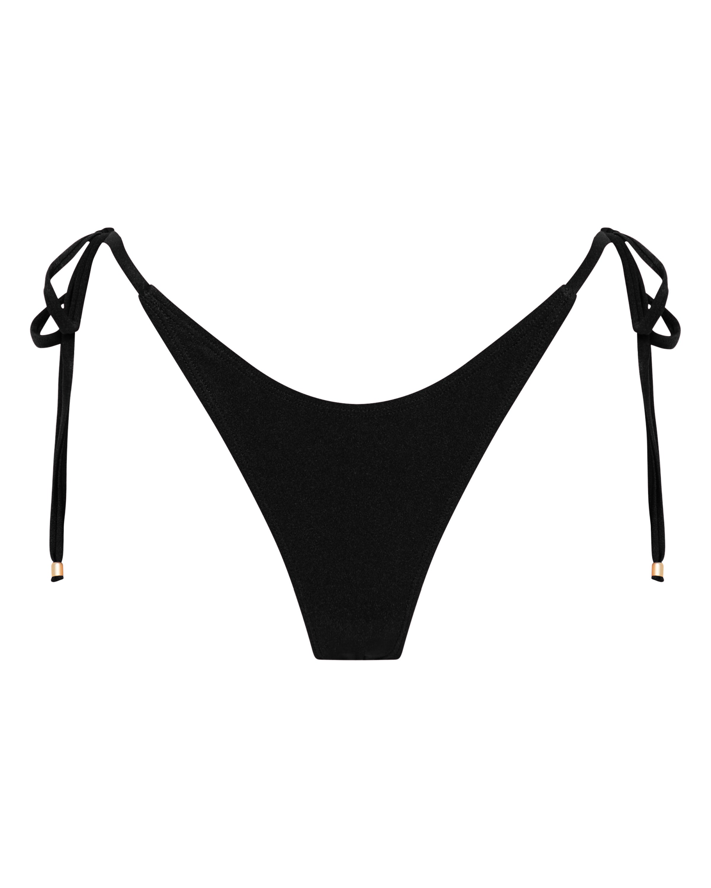 Tally String Bikini Bottoms - Black - White Sands