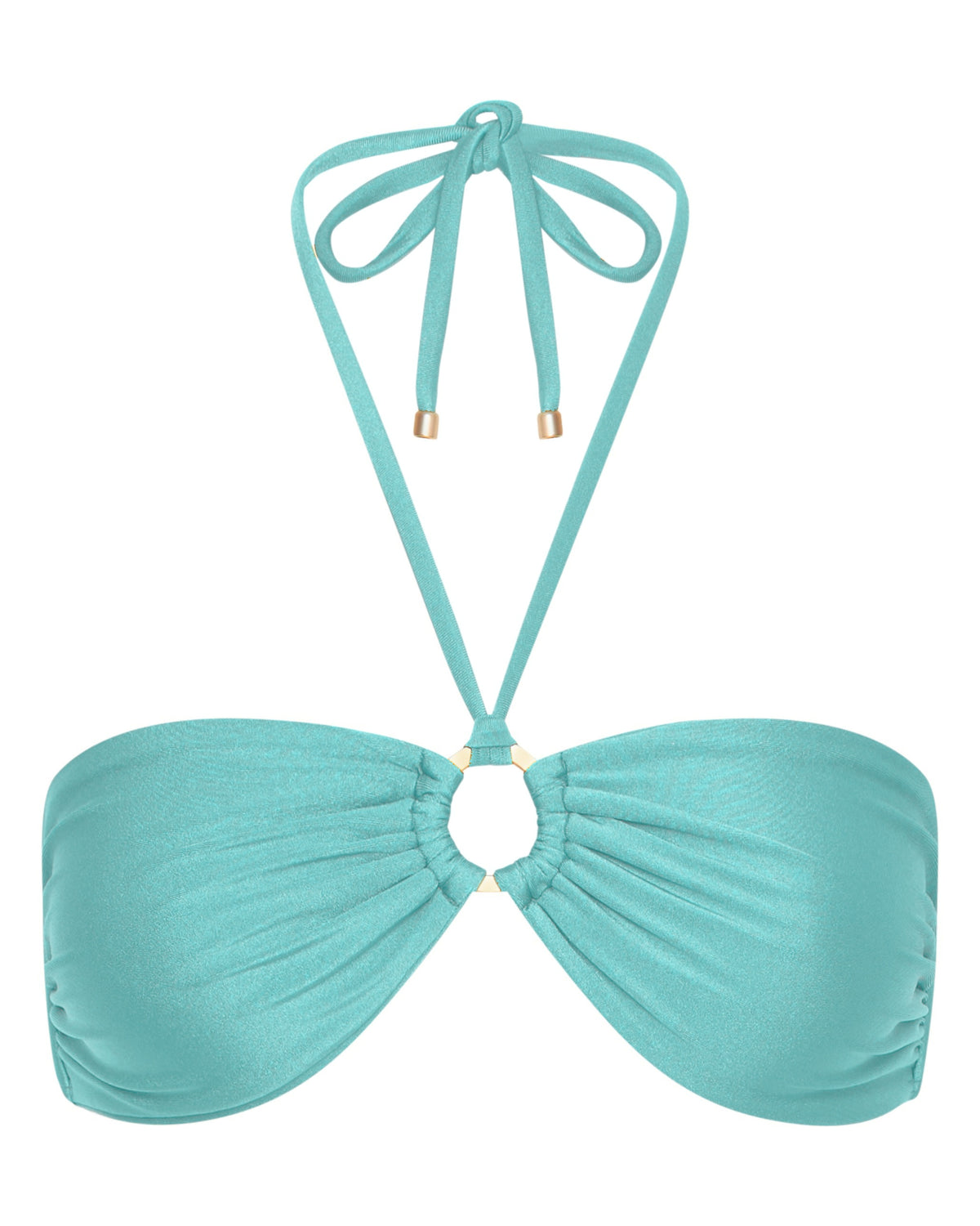 Mia Strapless Bandeau Bikini Top - Cyan - White Sands