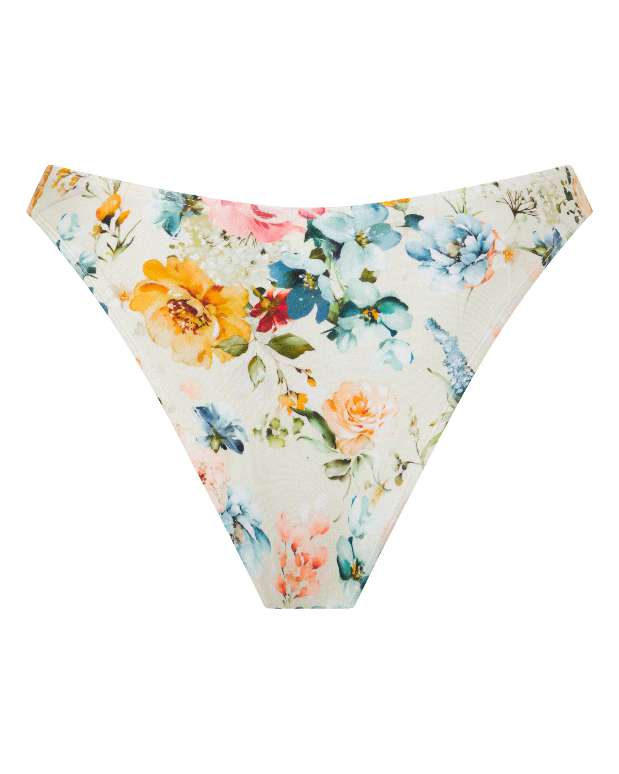 Bondi Brazilian Bikini Bottoms -Evissa Floral - White Sands