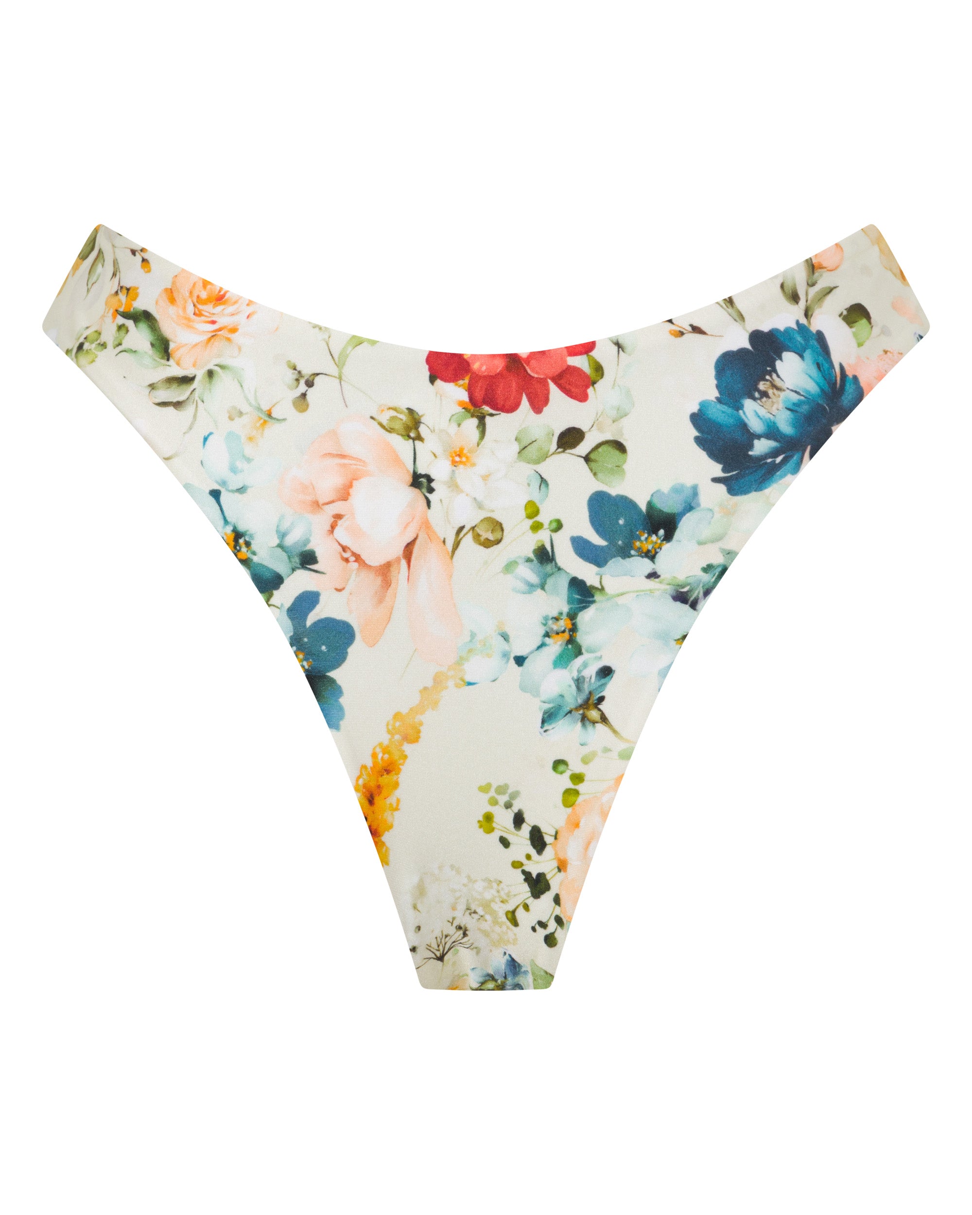 Byron Cheeky Bikini Bottoms - Evissa Floral - White Sands