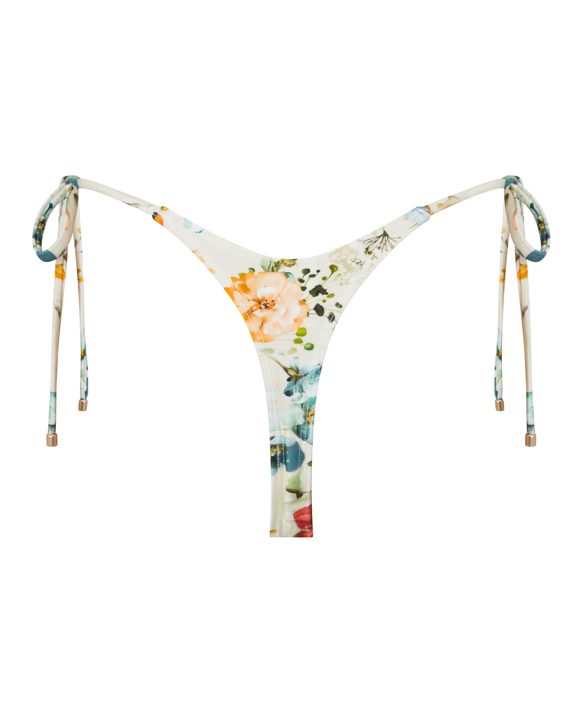 Hayman Thong Bikini Bottoms - Evissa Floral - White Sands