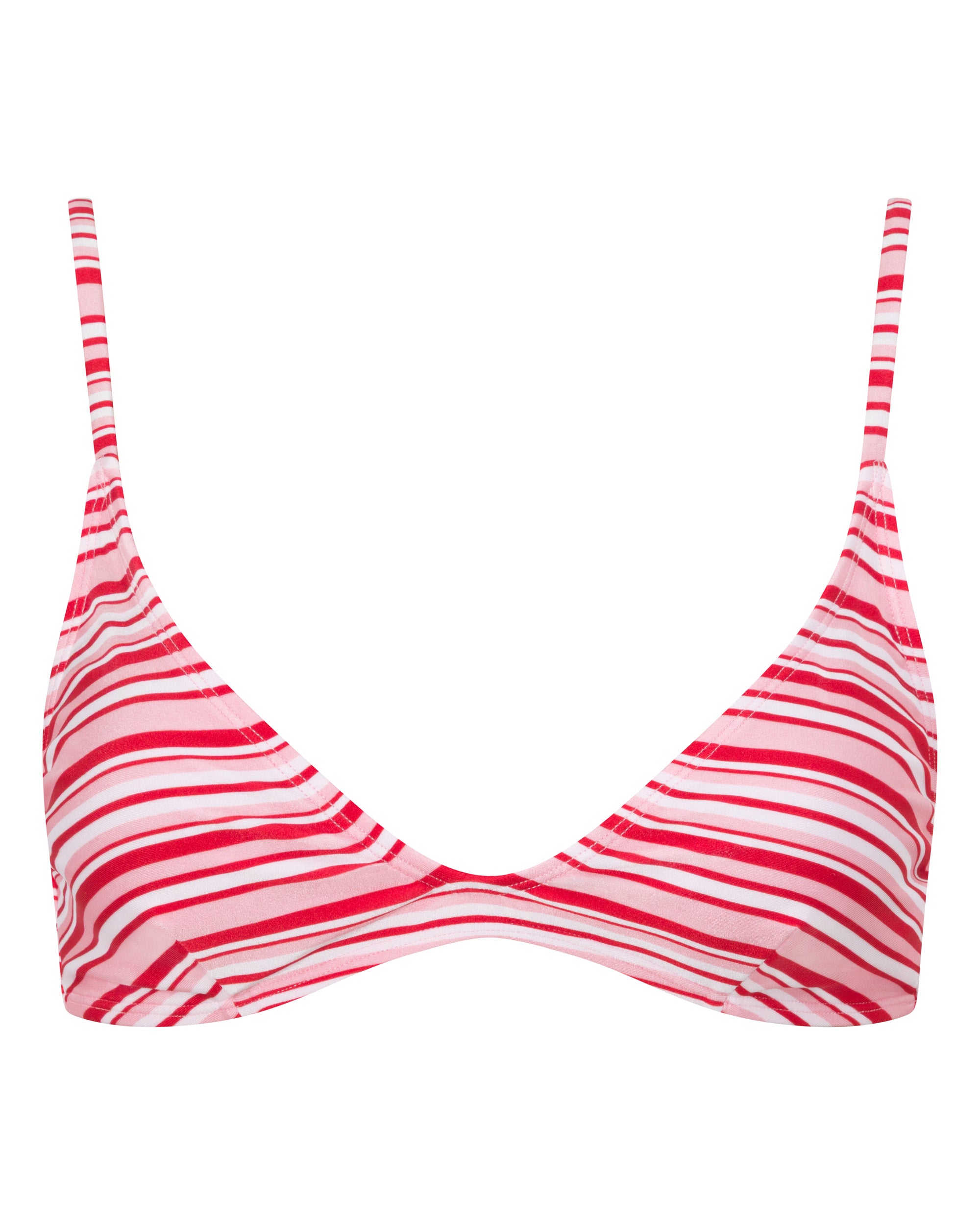 Lucy Scoop Bikini Top - Candy Stripe - White Sands