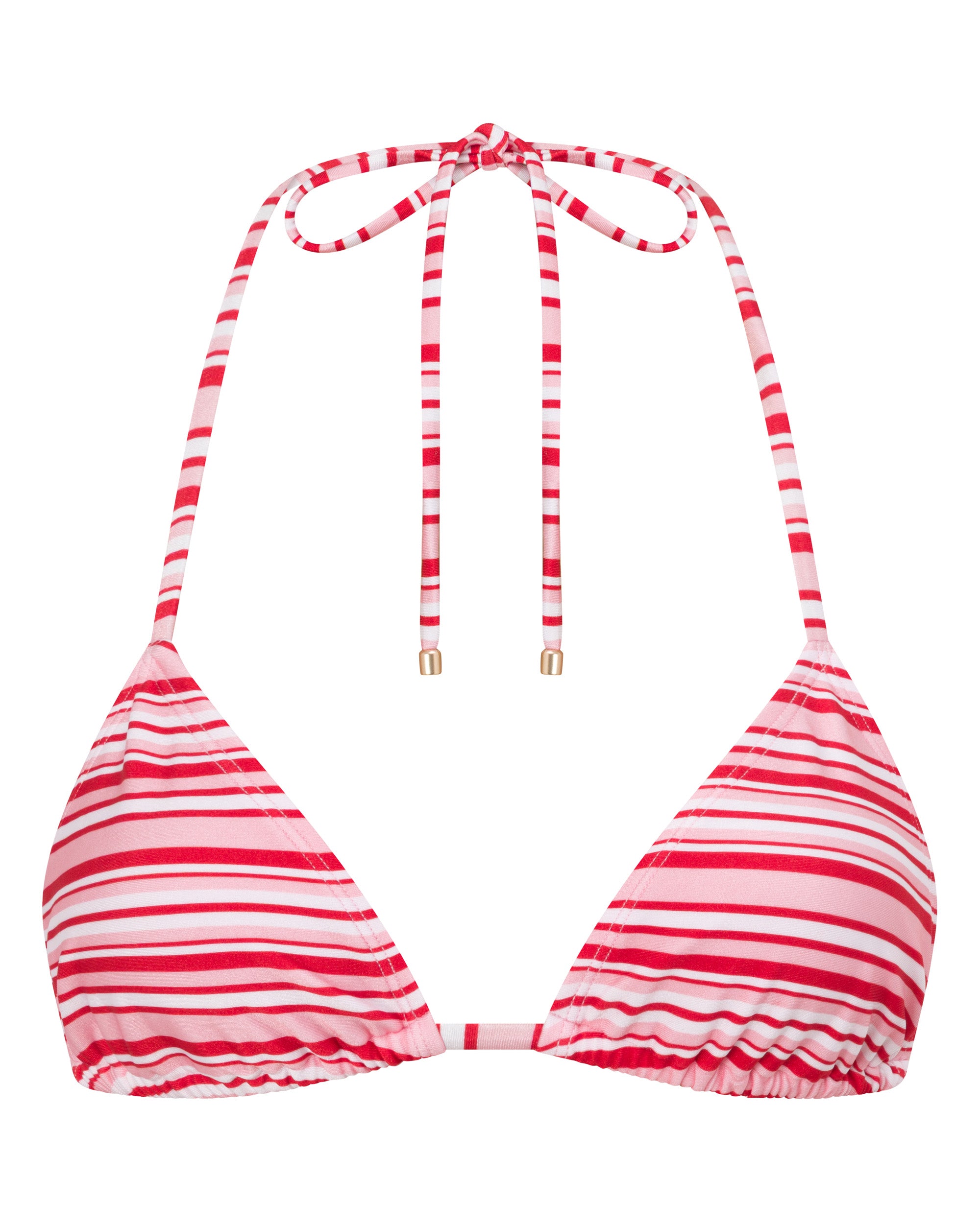 Eve Triangle Bikini Top - Candy Stripe - White Sands