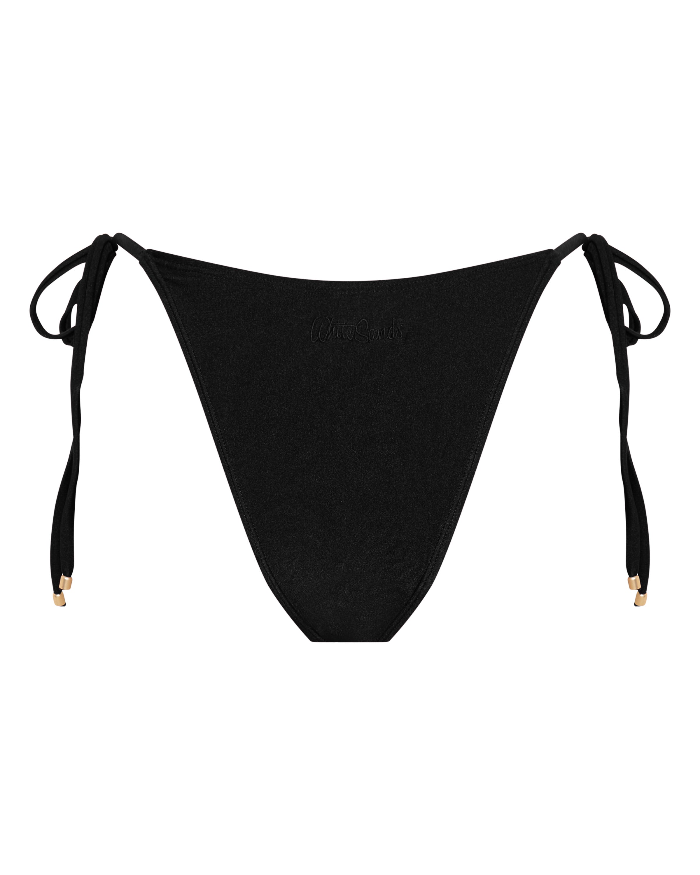 Tally String Bikini Bottoms - Black - White Sands