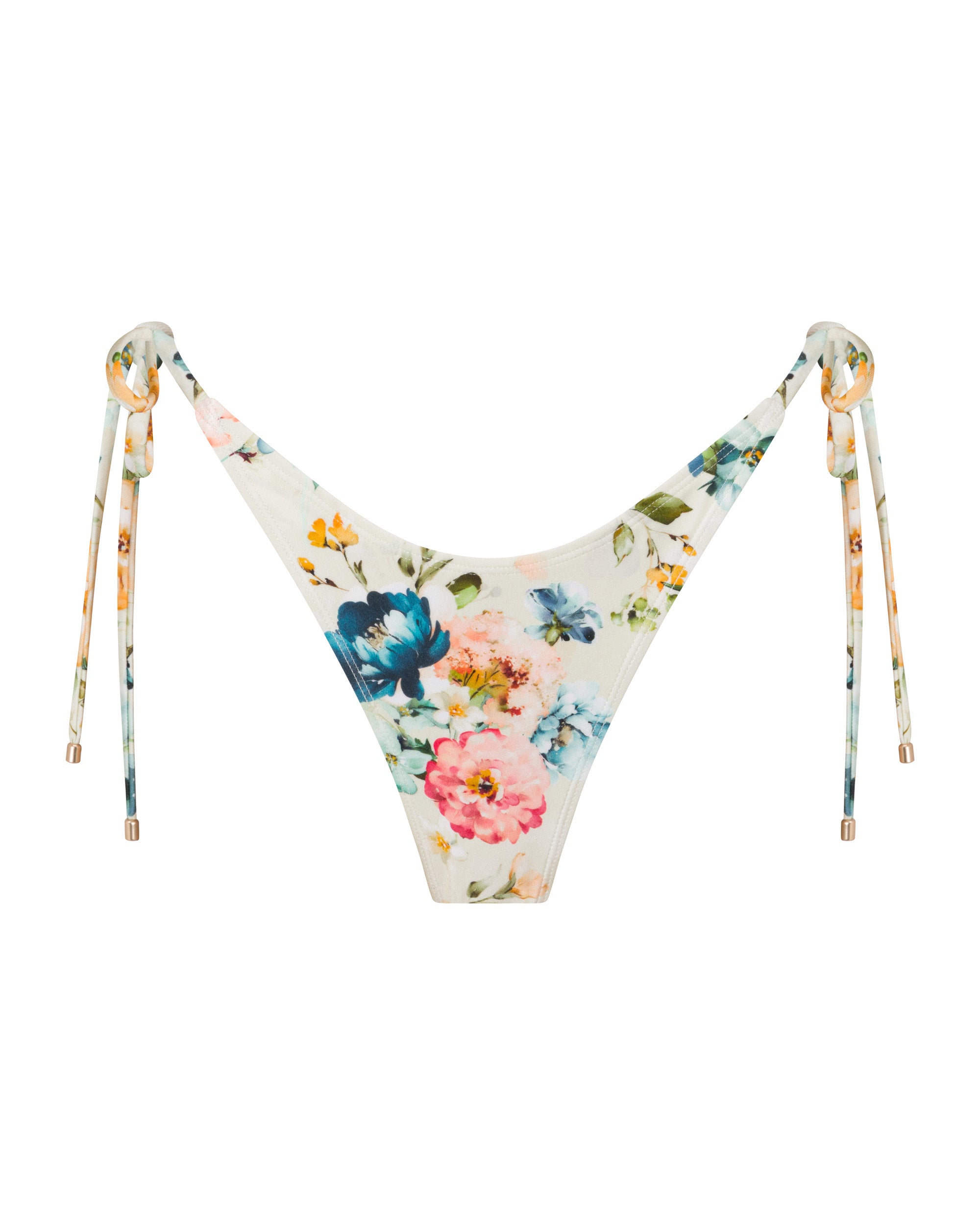 Tally String Bikini Bottoms - Evissa Floral - White Sands
