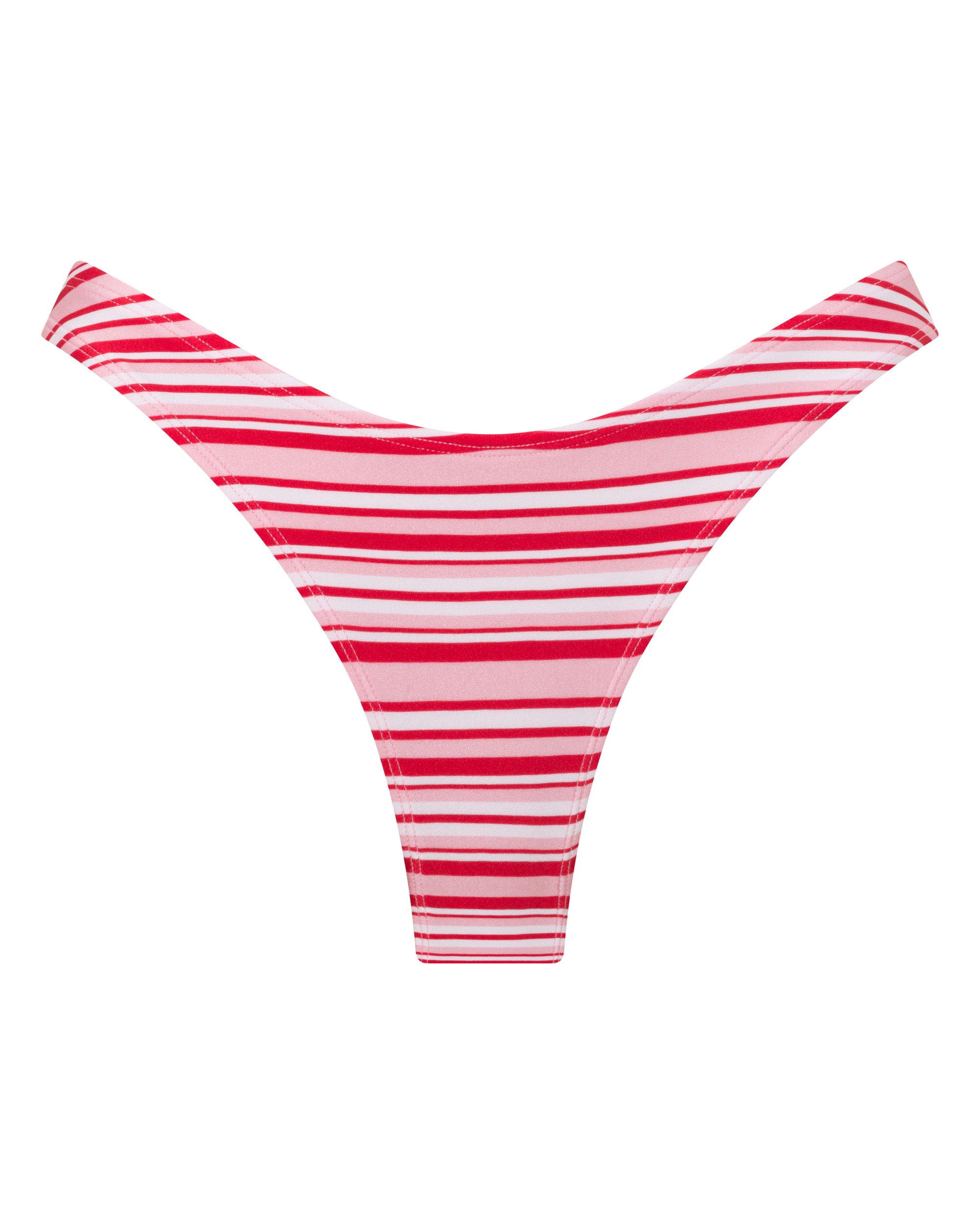 Bondi Brazilian Bikini Bottoms -Candy Stripe - White Sands