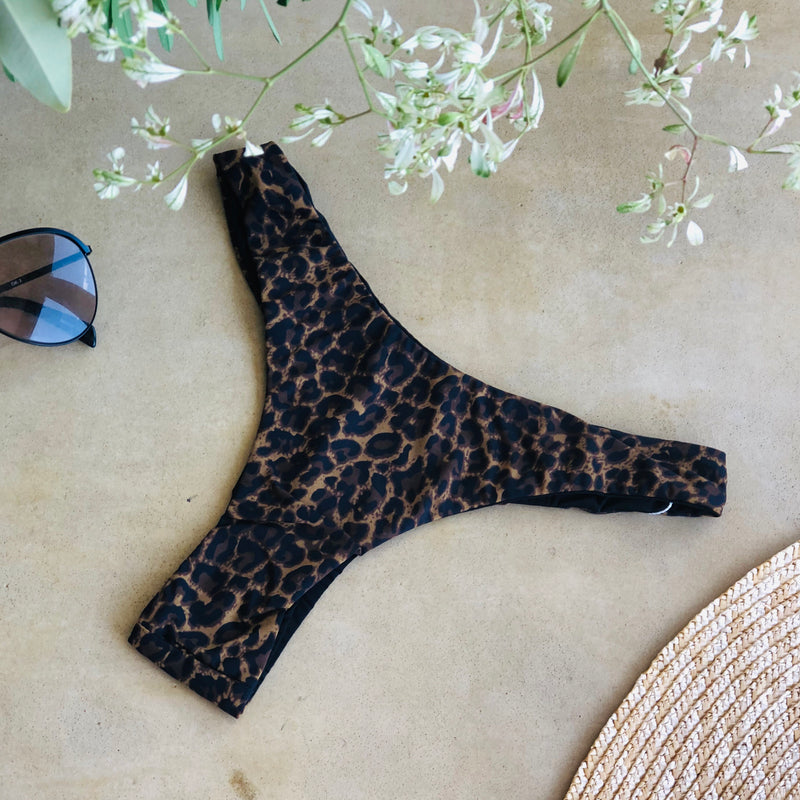 Byron Thong Bikini Bottoms - Leopard by White Sands, a luxury designer Australian swimwear brand for women