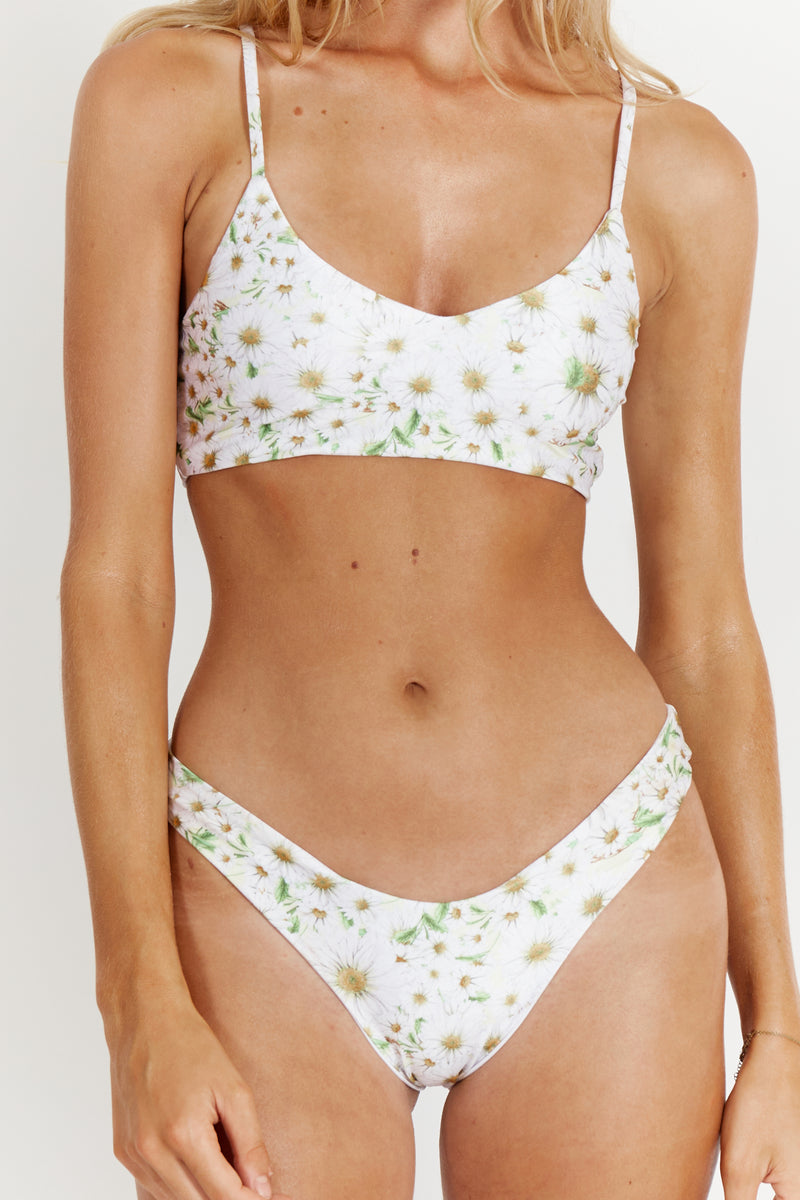 Byron Bralette Bikini Top - Daisy - White Sands