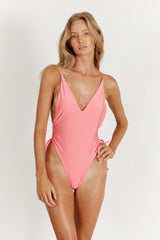 Airlie Thong One Piece - Shell Pink - White Sands