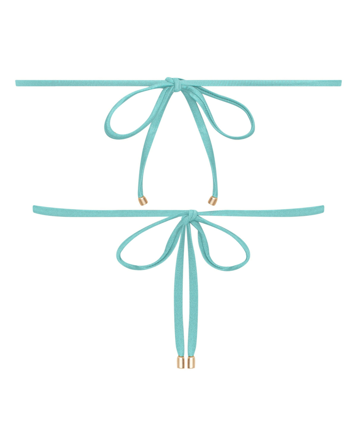 Noosa String Bikini Top - Cyan - White Sands