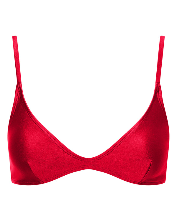 Lucy Scoop Bikini Top - Cherry