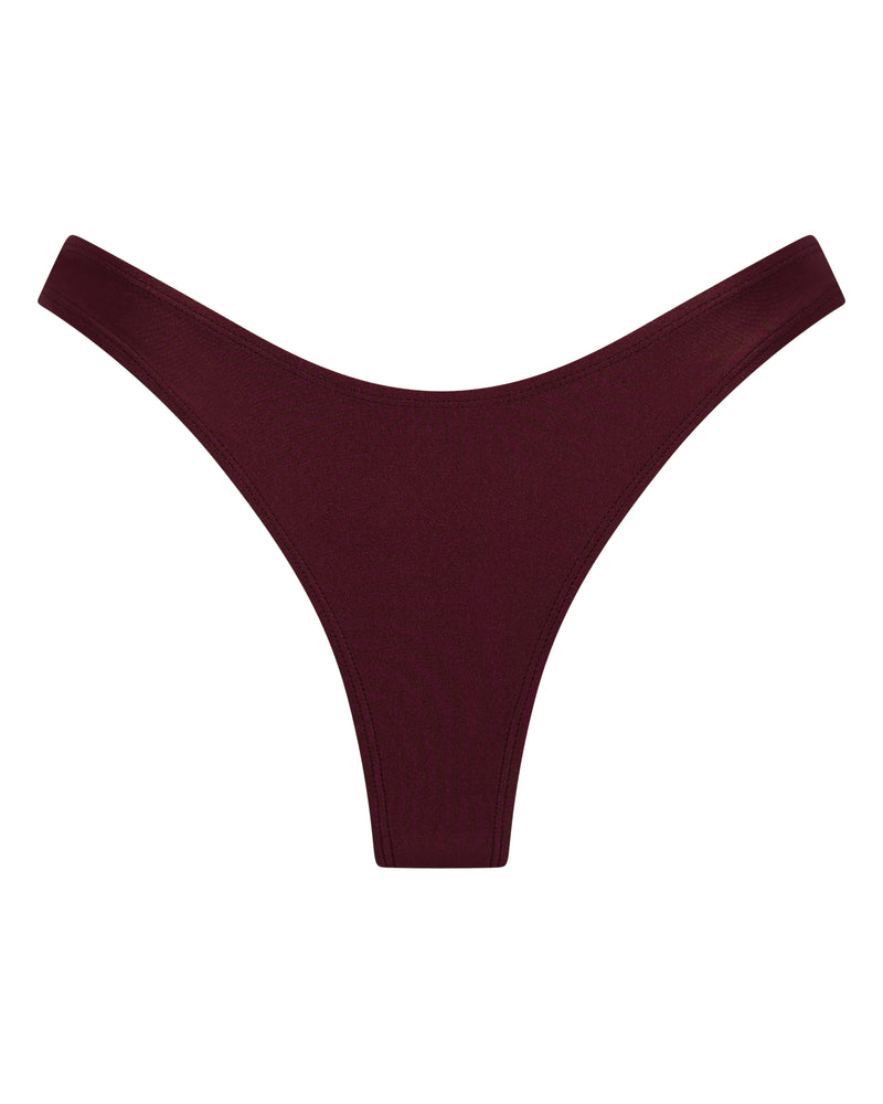 Bondi Brazilian Bikini Bottoms - Merlot - White Sands