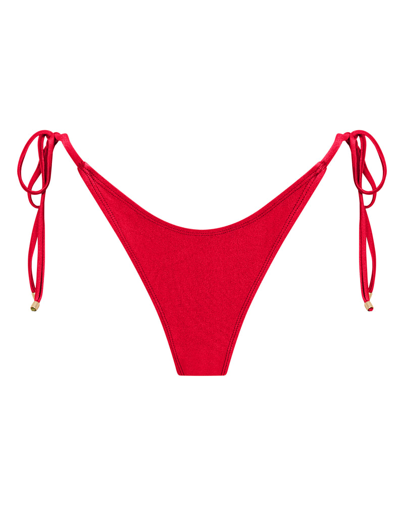 Tally String Bikini Bottoms - Cherry