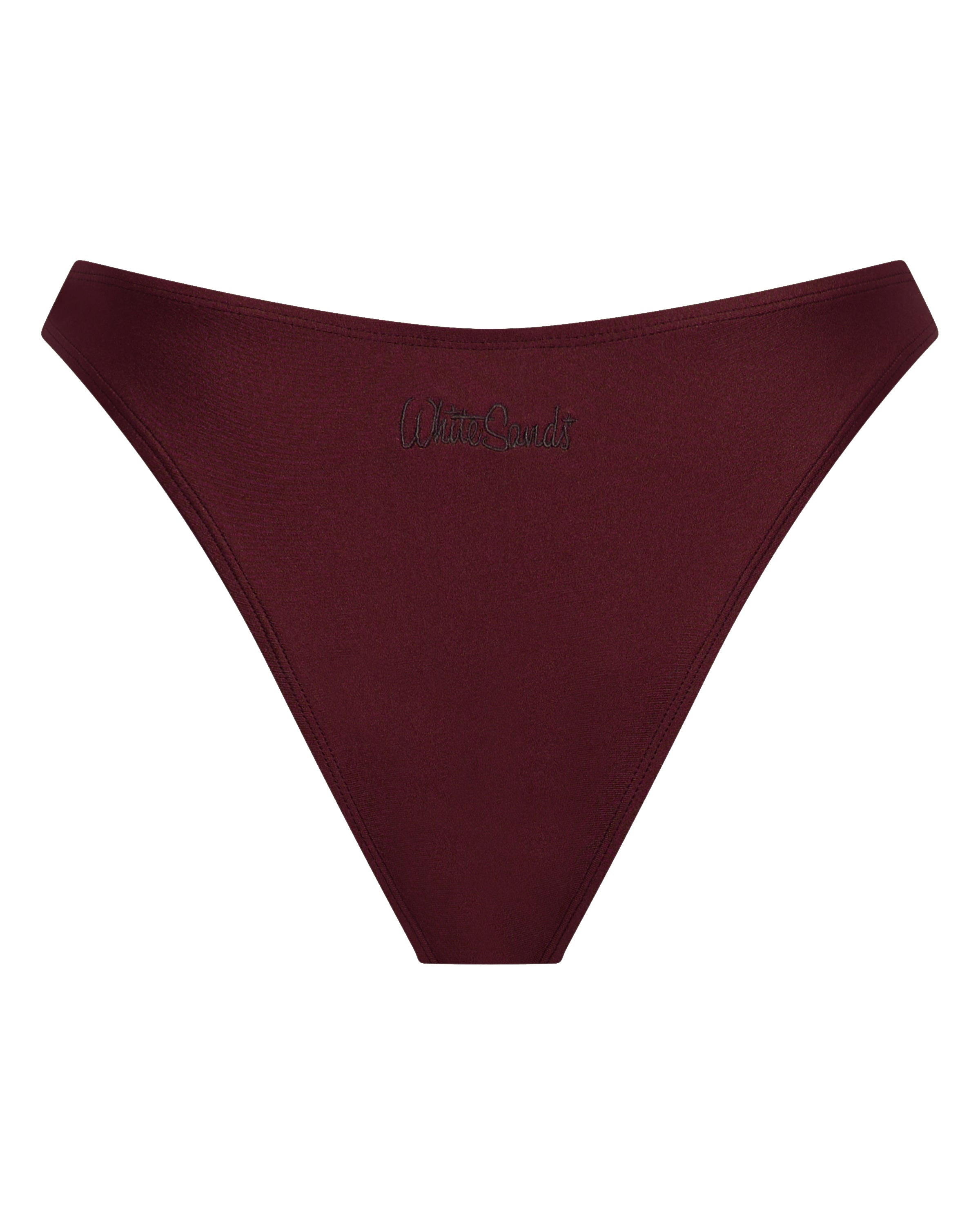 Bondi Brazilian Bikini Bottoms - Merlot - White Sands