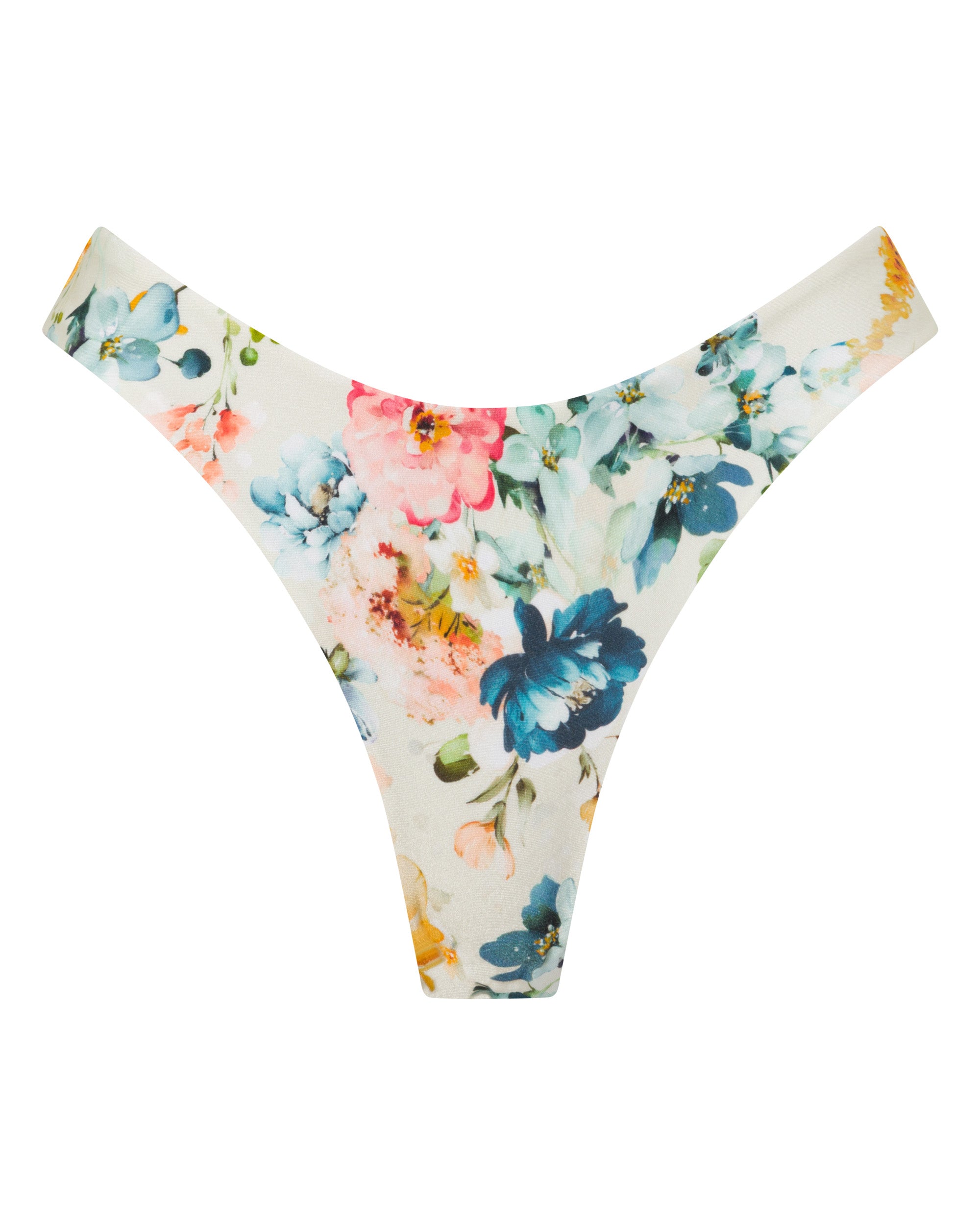 Byron Cheeky Bikini Bottoms - Evissa Floral - White Sands