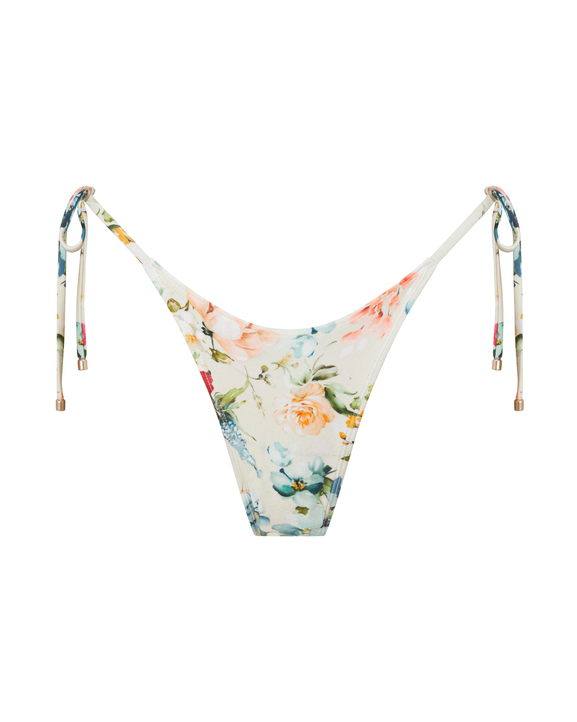 Hayman Thong Bikini Bottoms - Evissa Floral - White Sands