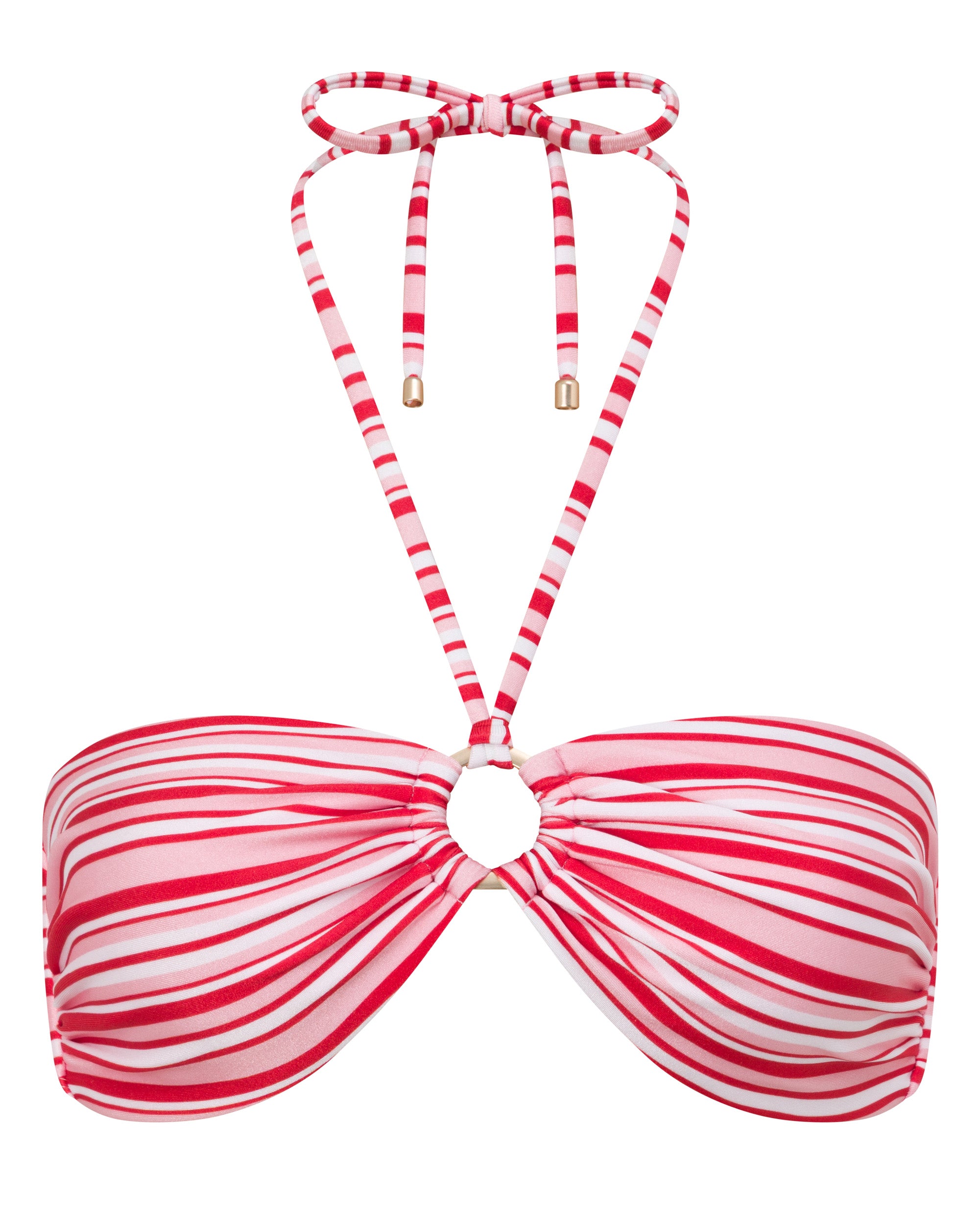 Mia Strapless Bandeau Bikini Top - Candy Stripe - White Sands