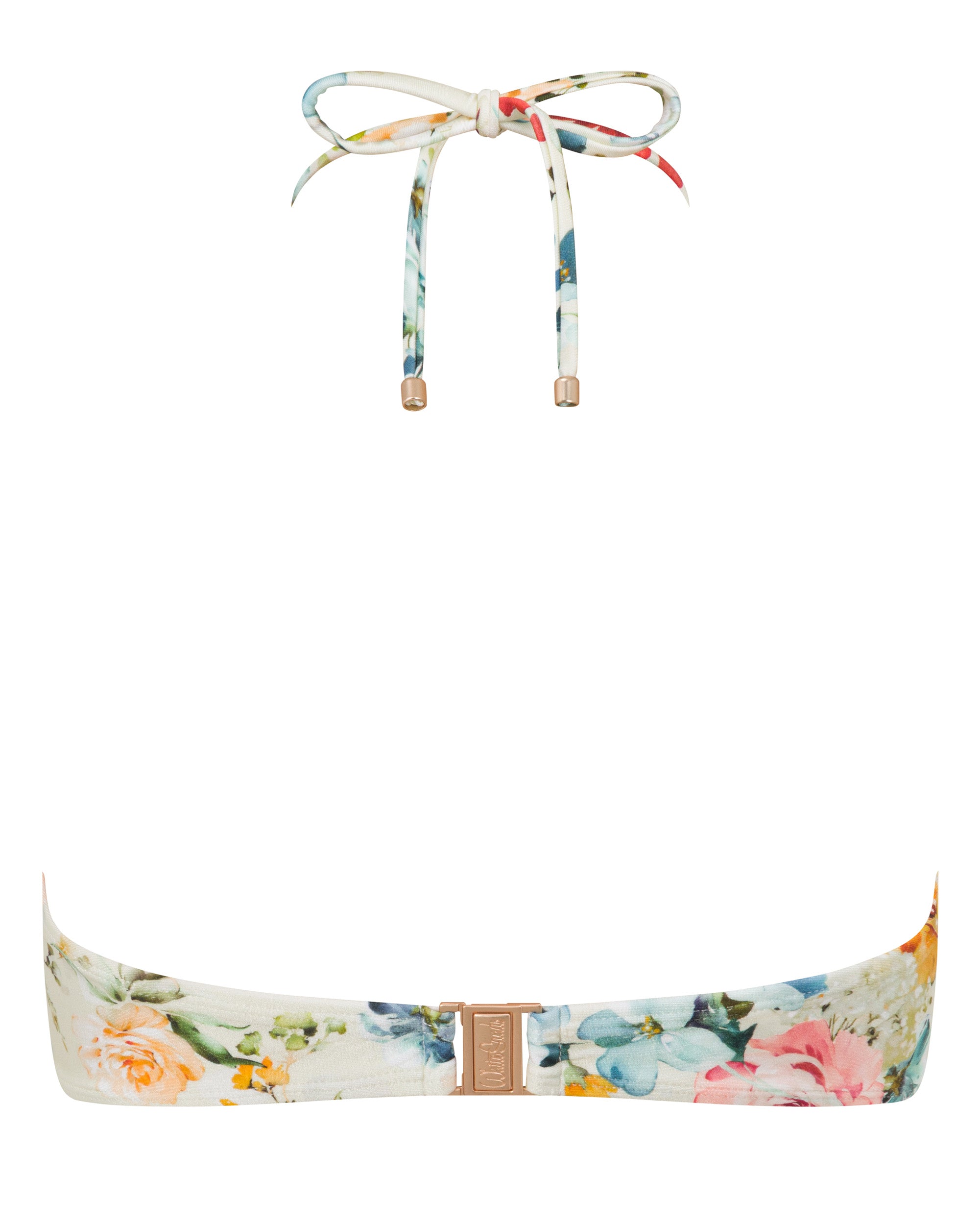 Mia Strapless Bandeau Bikini Top - Evissa Floral - White Sands