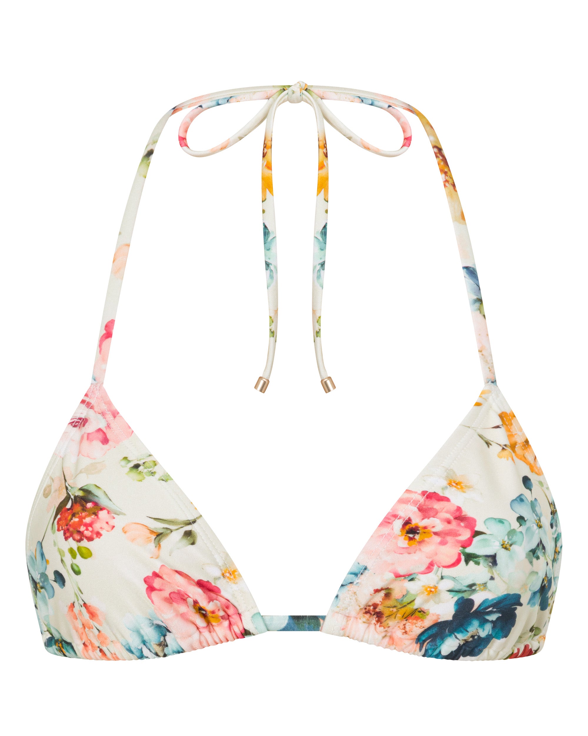 Eve Triangle Bikini Top - Evissa Floral - White Sands