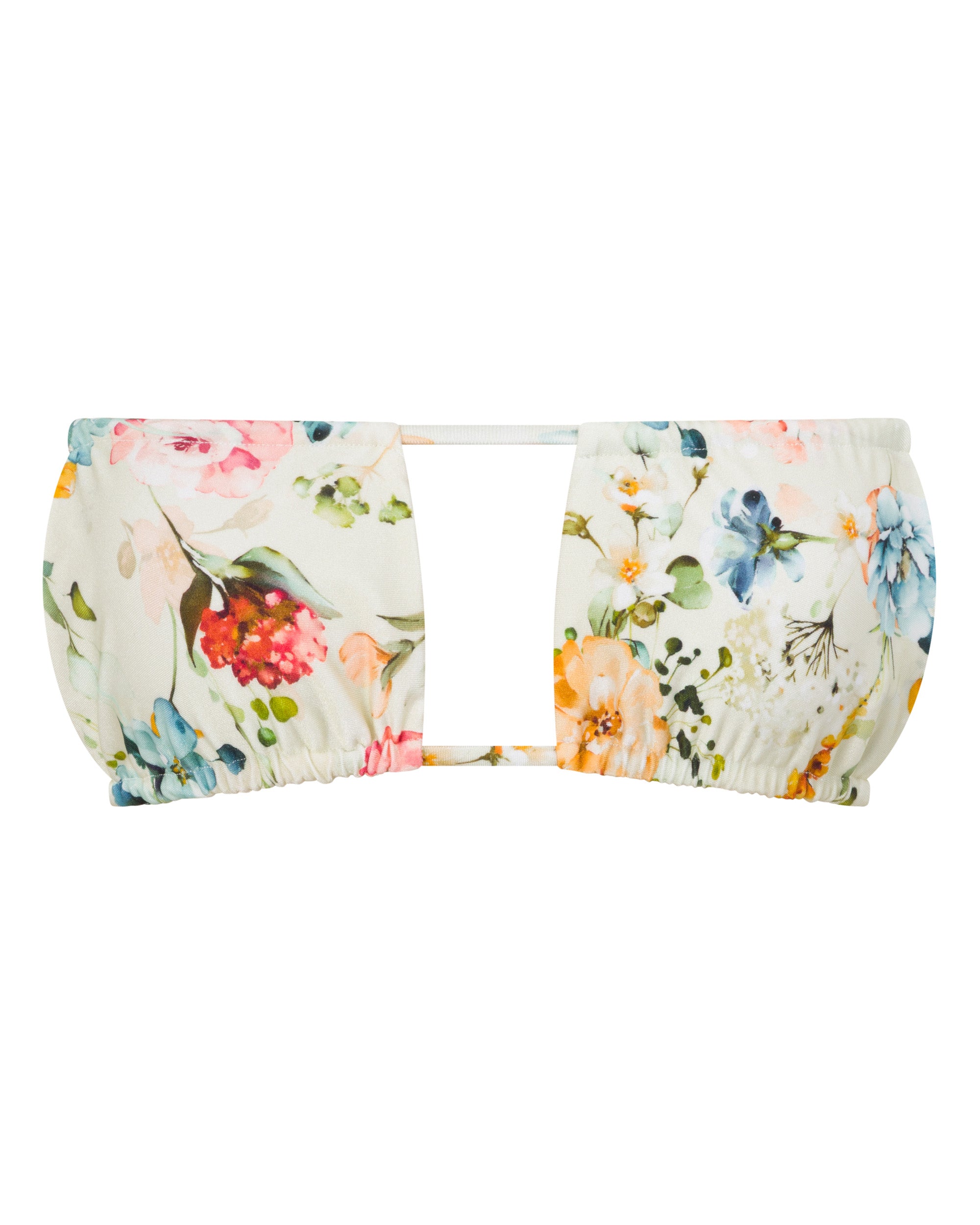 Noosa String Bikini Top - Evissa Floral - White Sands