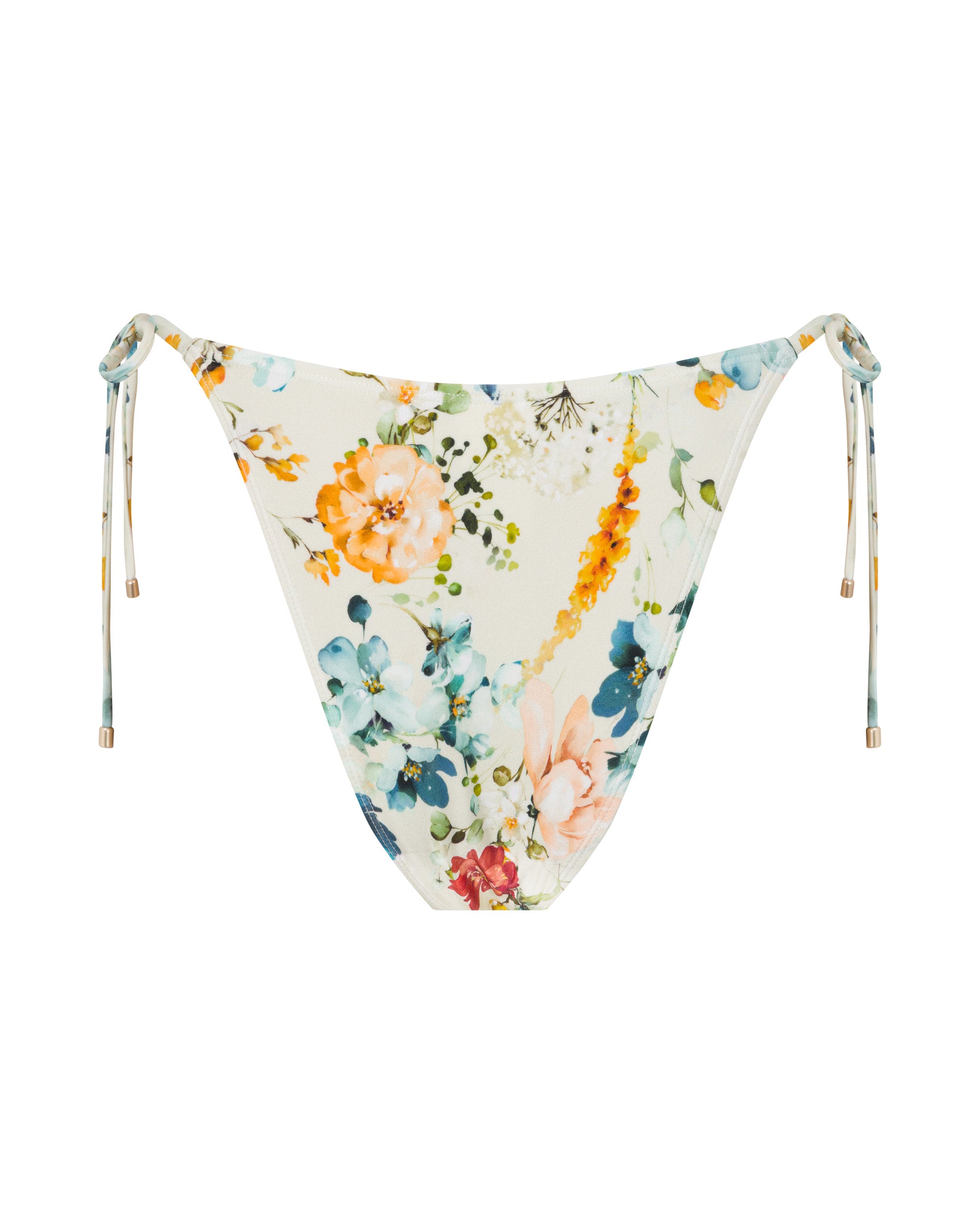 Tally String Bikini Bottoms - Evissa Floral - White Sands