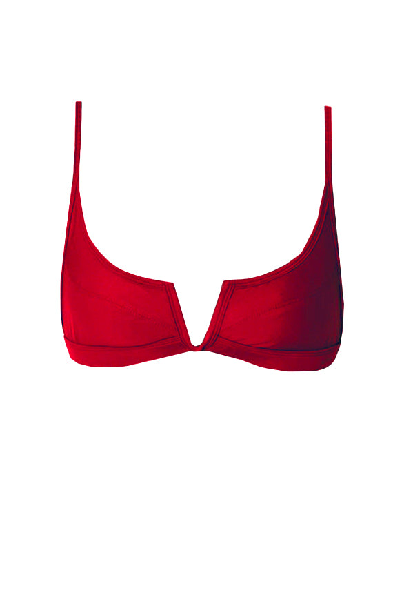 Bondi V Wire Bikini Top - Cherry by White Sands, a luxury designer Australian swimwear brand for women