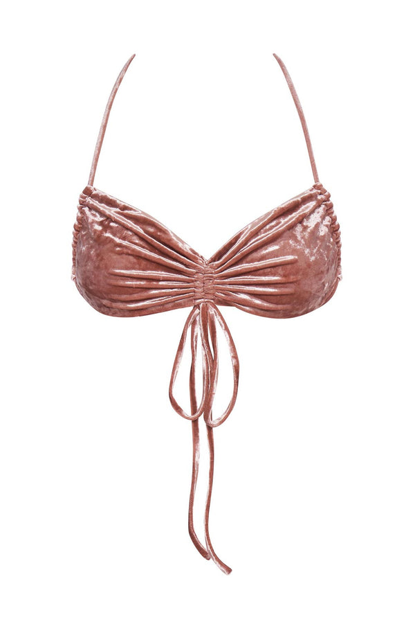 Airlie Halter Bikini Top - Rosé Velvet by White Sands, a luxury designer Australian swimwear brand for women